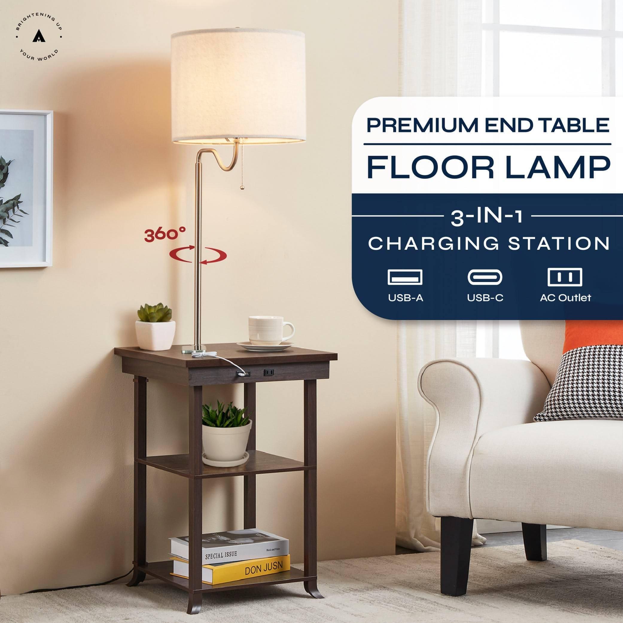 Nightstand lamp deals with charging station