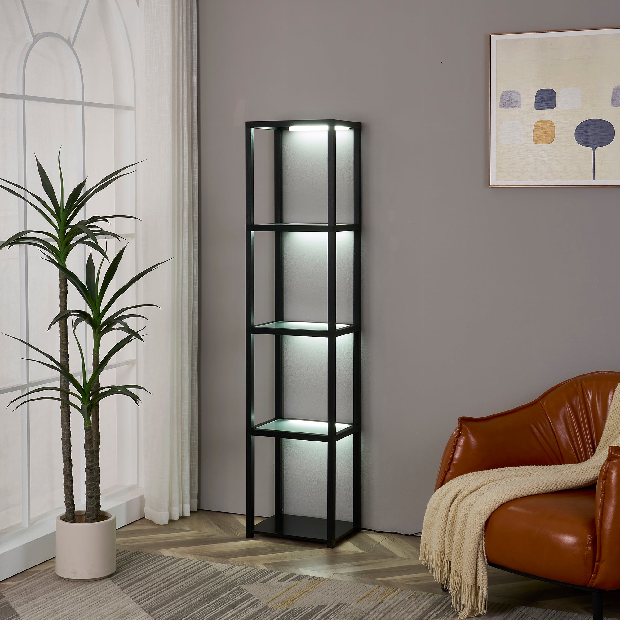 Glass Display Shelf & Floor Lamp