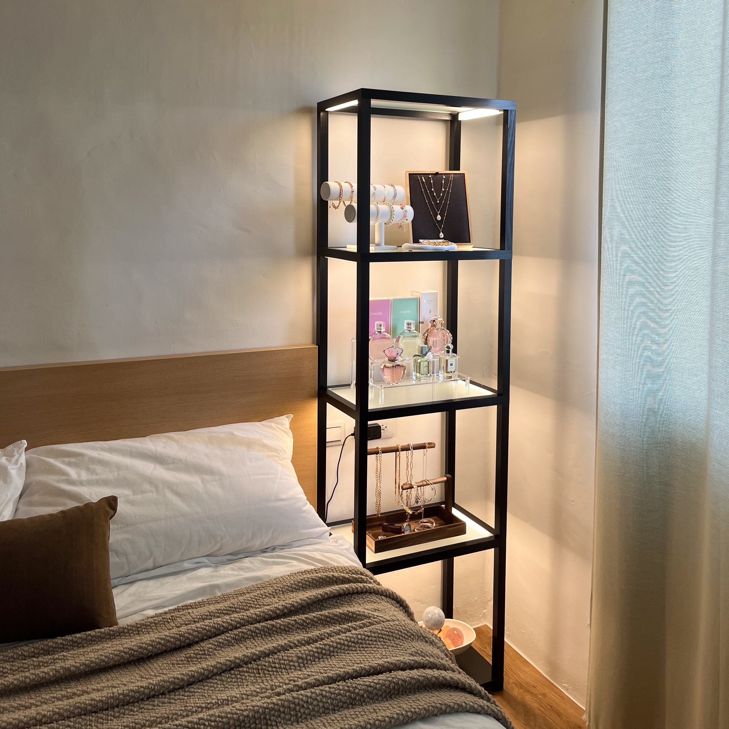 Nightstand with lighting and storage